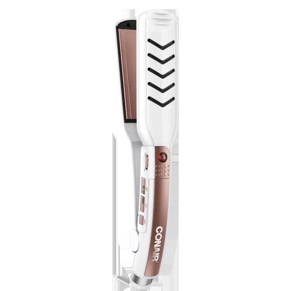 Conair Double Ceramic Flat Iron, Wet/Dry 1.25-inch, Dry, Straighten, And Smooth Hair Effortlessly, Rose Gold CS26GN