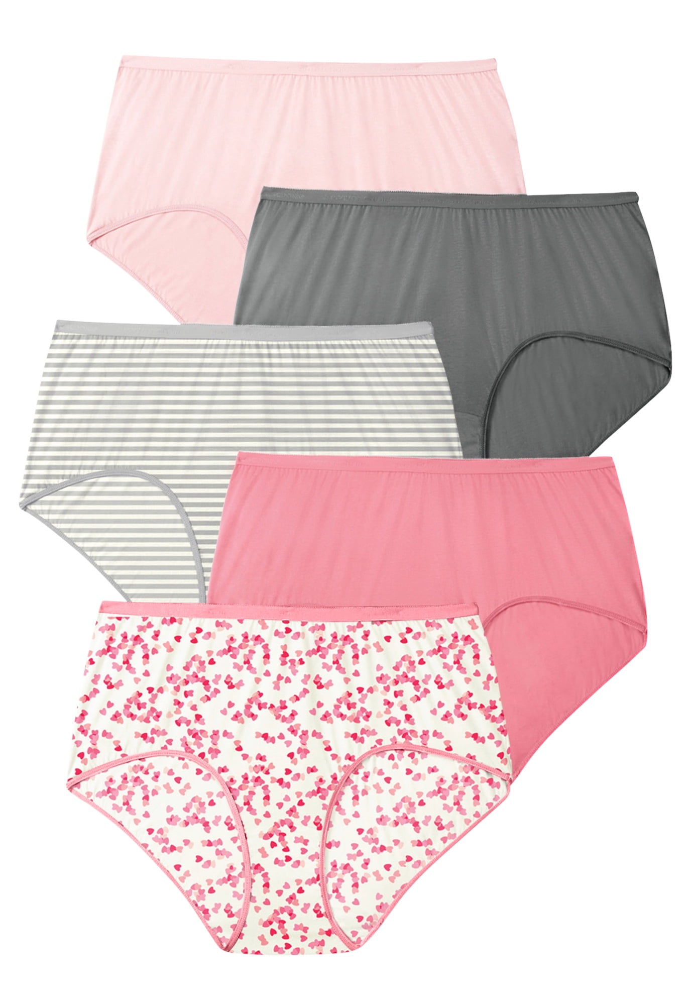 Comfort Choice Womens Plus Size Cotton Brief 5-Pack curacao