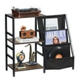 thumbnail image 2 of 3-Tier Black Metal Record Player Shelf for Vinyl Storage, Includes LED Lights & USB Ports, 2 of 11