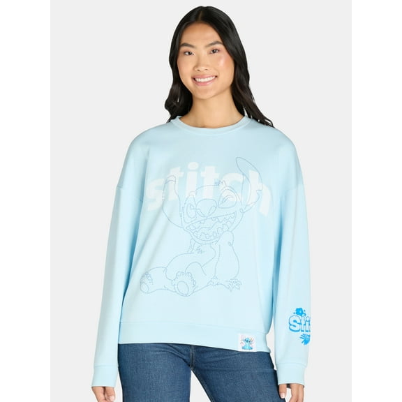 Lilo and Stitch Women’s and Women’s Plus Beaded Sweatshirt, Sizes XS-2XL