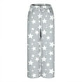 thumbnail image 3 of Womens Fleece Sleep Pajamas Pants Star Wide Leg Flannel Sleepwear Pants Winter Soft Lounge Trousers Pjs Gray, M, 3 of 4