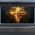 thumbnail image 7 of License Plate, Flaming Cross Decorative Front,Personalized Stainless Steel License Plate Cover For Men Women,12.2" X 6.2", 7 of 7