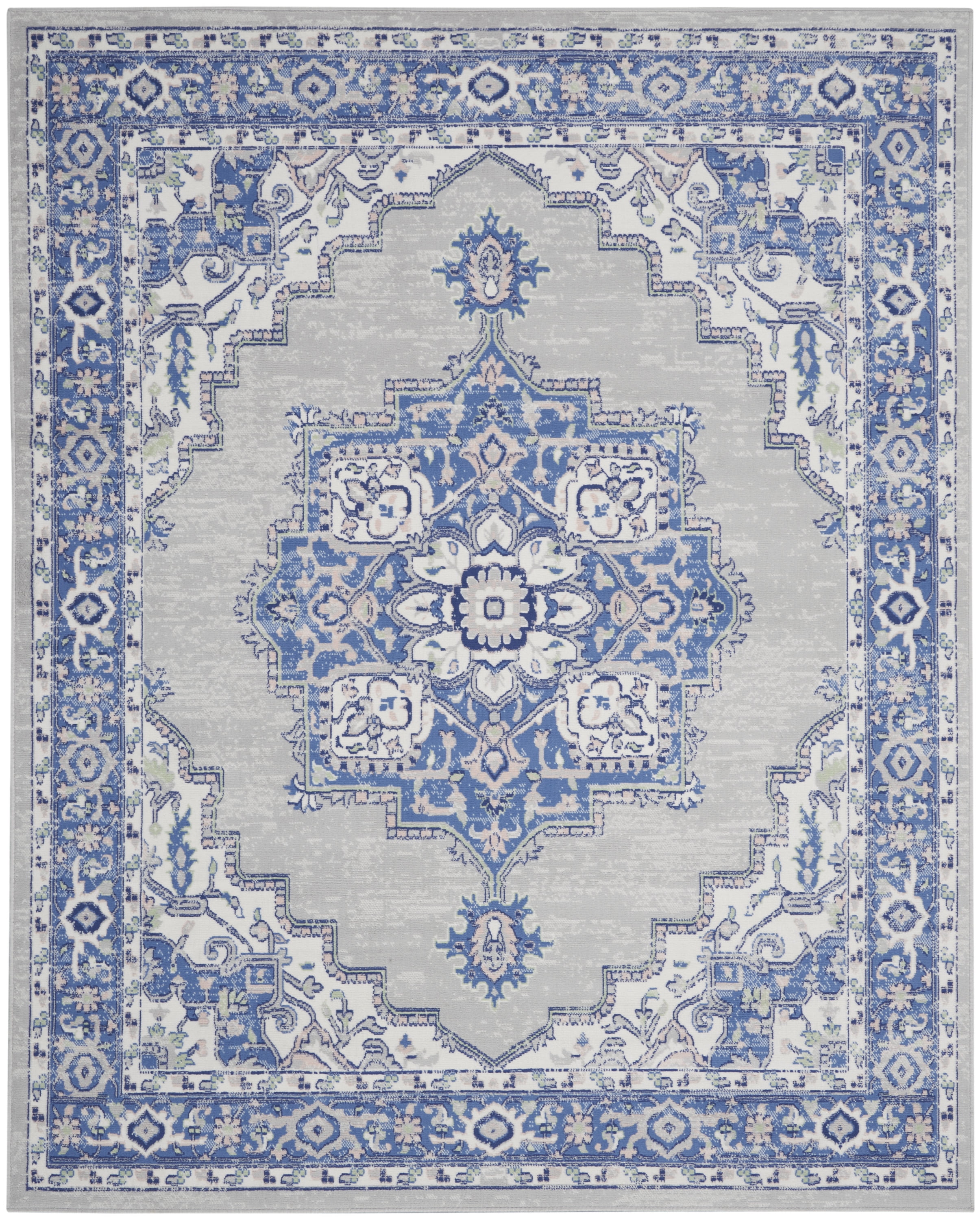 Nourison Whimsicle Persian Farmhouse Grey Blue 8'4" x 11'6" Area Rug, (8' x 12')