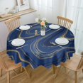 thumbnail image 2 of Round Tablecloth 60 Inch, Wild Marble Geometric Waterproof Spill Proof Table Cloth, Polyester Washable Table Covers for Dining Table, Parties, Camping, Navy Blue Yellow, 2 of 6