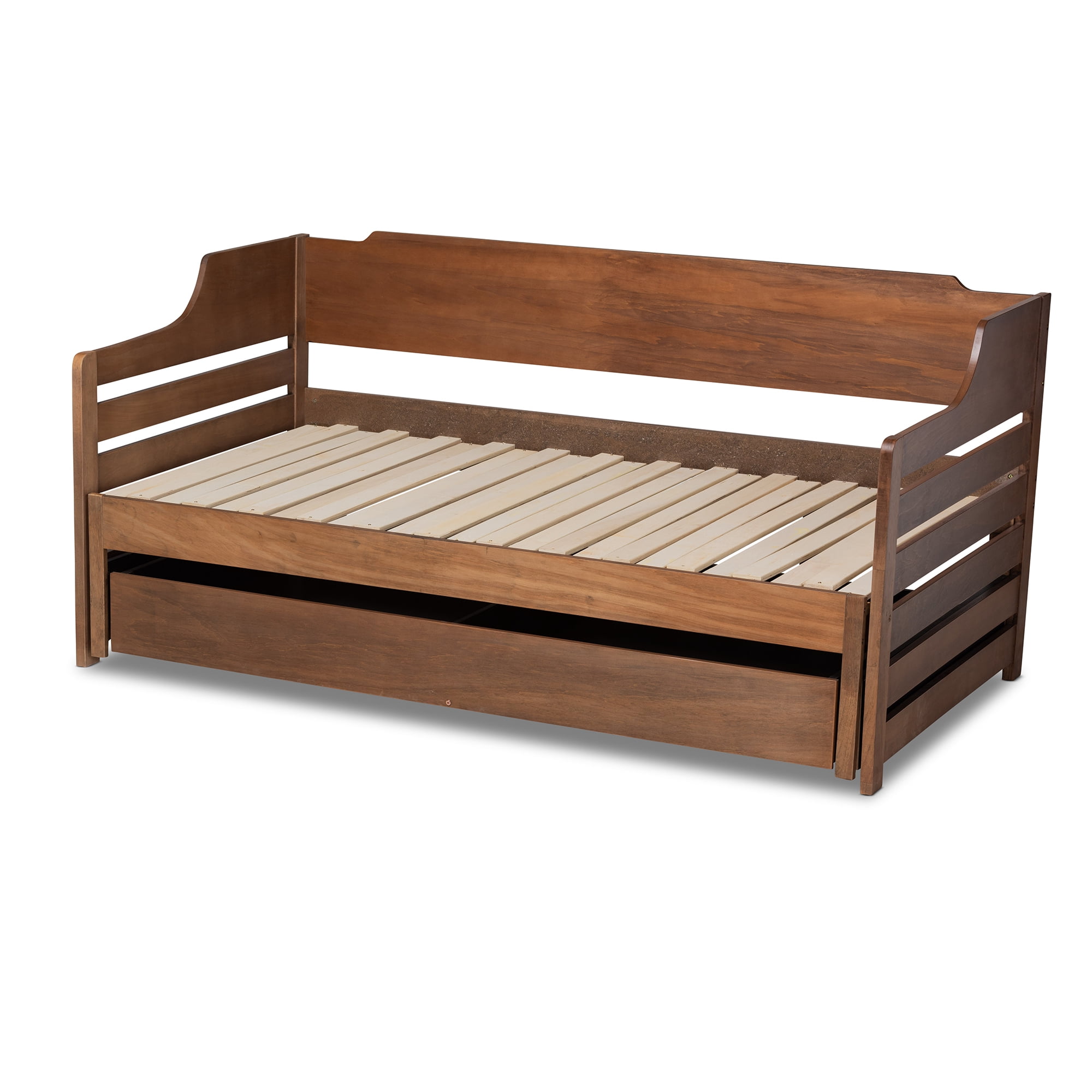 Baxton Studio Expandable Twin-to-King Daybed with Drawer Walnut Brown