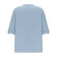 thumbnail image 2 of Olyvenn 3/4 Sleeve Cotton Linen Shirts for Womens Vintage V Neck Casual Loose Fit 2025 Summer Tunic Tops Blouse Blue XL, 2 of 6