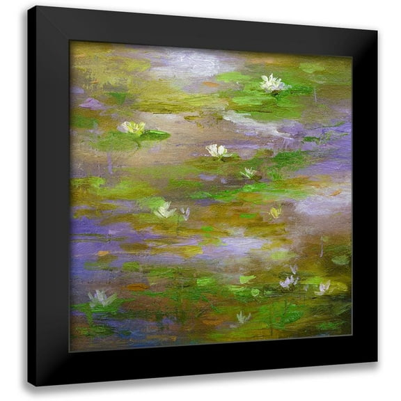 Finch, Sheila 12x12 Black Modern Framed Museum Art Print Titled - Water Lily Pond #3
