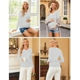thumbnail image 4 of Ekouaer Womens Maternity Shirts Long Sleeve 3 Packs Pregnancy V-Neck Clothes Side Ruched Blouse Tops for Mama, 4 of 7