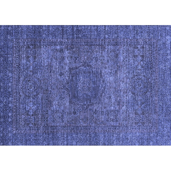 Ahgly Company Machine Washable Indoor Rectangle Abstract Blue Modern Area Rugs, 8' x 12'