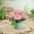thumbnail image 5 of Artificial Flower Bouquet | Realistic Polyester Roses | Pink Purple White Yellow Colors | 15cm Table Centerpiece for Home Dining Room Decor, 5 of 6