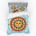 thumbnail image 2 of Compass Duvet Cover Set, Design Graphic with Nostalgic Navigate Tool in Form of Sun with Face, Bedding Set with Shams and Fitted Sheet, 3 Sizes, by Ambesonne, 2 of 3