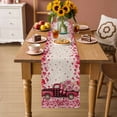 thumbnail image 2 of Valentine's Day Table Runner - 70 Inch Long Romantic Love Truck Roses Plaid Beige Cotton and Linen Blended Dress Scarves Farmhouse Table Runner for Kitchen Dining, Coffee Table, 13" x 70", 2 of 8