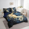 thumbnail image 3 of Manfei Boys Girls Chic Floral Moon Twin Bedding Sets 7-Piece,Bohemian Theme Bedding Comforter Set Microfiber,Starry Sky Breathable Sheet Sets,Microfiber Bedroom Decor,Reversible, 3 of 8