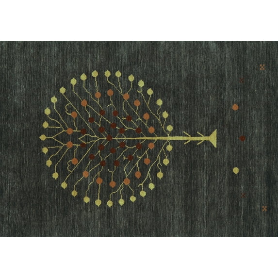Ahgly Company Indoor Rectangle Abstract Light Blue Contemporary Area Rugs, 6' x 9'