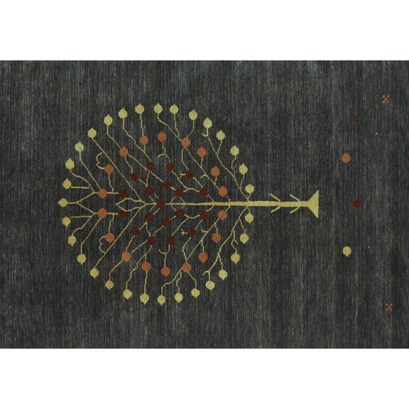 Ahgly Company Indoor Rectangle Abstract Light Blue Contemporary Area Rugs, 2' x 5'