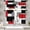 Abstract Geometric Red, variant on Black Grey Kitchen Window Curtains Valance and Tier Set, Dark Grey White Modern Rod Pocket Short Tier Curtain, Abstract Small Cafe Drapes for Kitchen Decor 52" x 24"