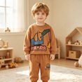 thumbnail image 6 of CAICJ98 Toddler Boy Clothes Long Sleeve Excavator Print Sweatshirt Pullover Tops + Pants 2Pcs Fall Winter Outfit (Orange,2-3 Years), 6 of 9