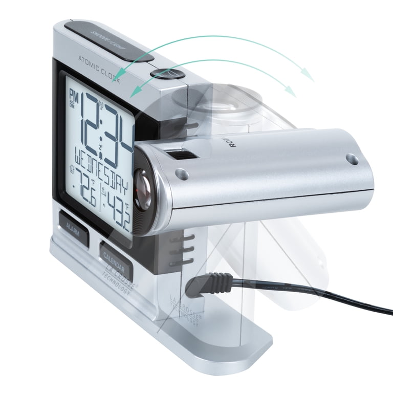 La Crosse Tech Atomic Projection Alarm Clock, LCD, Silver, 2.5