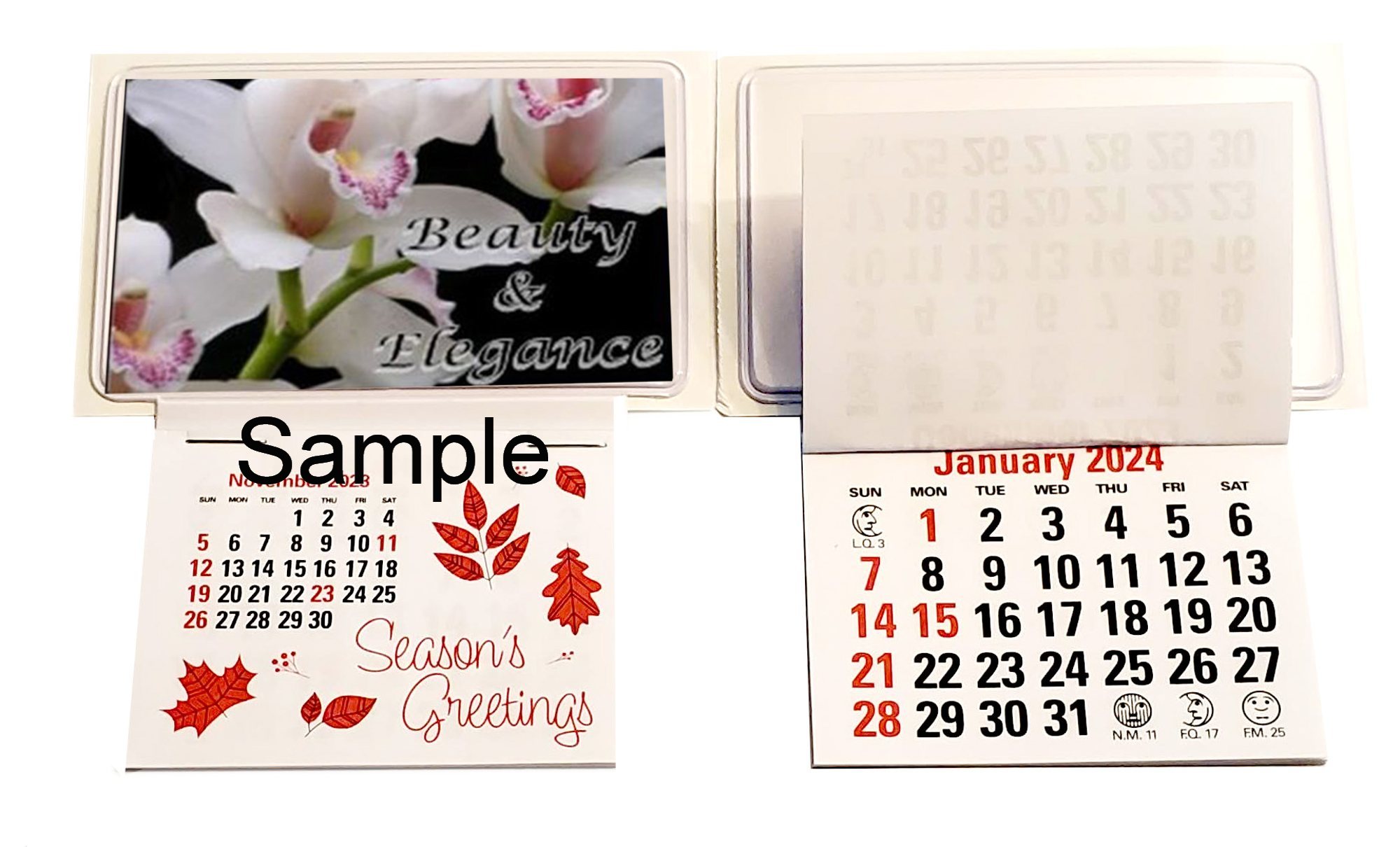 3 2024 Business Card Stick Up Calendars Peel N Stick Press and Stick