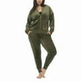 thumbnail image 2 of Felina Women's 2 Piece Velour Track Suit, Hoodie and Jogger Lounge Set (Medium/Deep Olive (Green)), 2 of 8