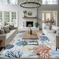 thumbnail image 4 of Blue Coastal 6'x9' Area Rug for Living Room, Coral Shell Starfish Seahorse Summer Beach Non-Slip Floor Mat Rugs for Bedroom Dining Room, Indoor Large Carpet for Classroom, Nursery Rugs for Playroom, 4 of 9