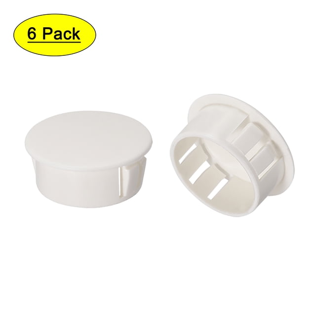 6 piezas de montaje 25 mm x 11 mm tapa de agujero redonda de nylon blanca