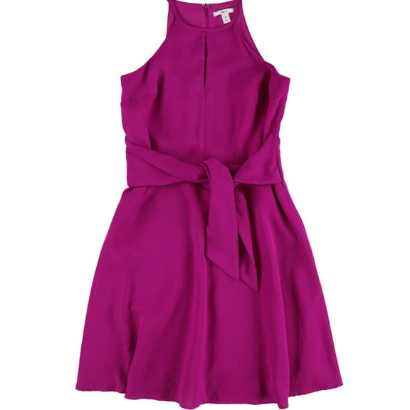 bar III Womens Tie Waist Halter A-line Dress, Pink, Large