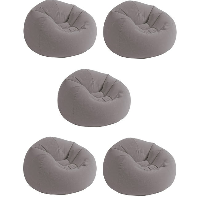Intex Fauteuil Lounge Gonflable en Velours Côtelé Sans Haricots, Gris (Lot de 5)
