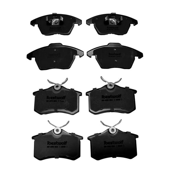 BST BSSPF Front and Rear Ceramic Brake Pads Compatible with Select Volkswagen Beetle Eos Golf Jetta, for Audi A3, Disc Brake Pad Replacement P-1107 P-340