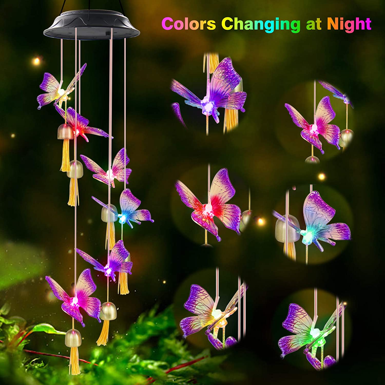 QiShi Solar Butterfly Wind Chimes with LED Lights photo 8