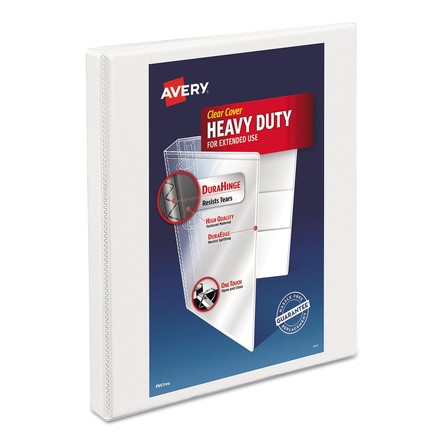 Avery Heavy-Duty Non Stick View Binder with Durahinge and Slant Rings, 0.5' Capacity, White, (5234)
