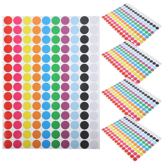 LEEYNEER5 Sheets of Circle Dot Stickers Label Dot Stickers Colored Coding Labels Round Dot Stickers Dot Decals