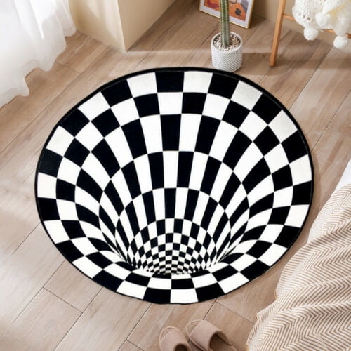 3D Printed Round Vortex Illusion Living Room Rug Carpet Floor Door Mat Anti-slip 