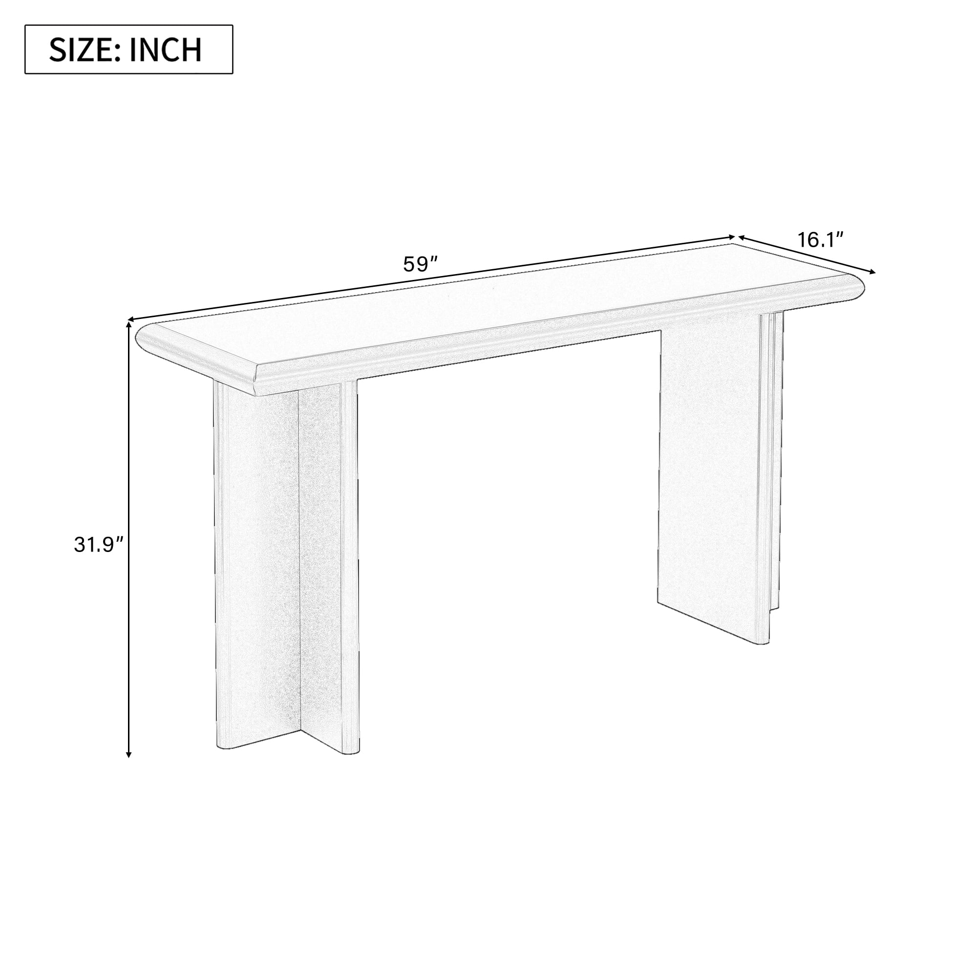 EUROCO 59" Long Console Table with L-Shaped Legs,Wood Sofa Table Behind Couch,Narrow Entryway Accent Table for Living Room, Hallway, Entrance, Foyer,Black