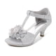 thumbnail image 1 of Sandalia DREAM PAIRS con tacón bajo plateado y tiras en T con flor, 1 of 6