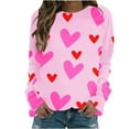 thumbnail image 1 of Diufon Hauts de la Saint-Valentin pour Femmes Manches Longues Col Rond Chandail Décontracté Tendance Mignon Imprimé Graphique Blouse, 1 of 7