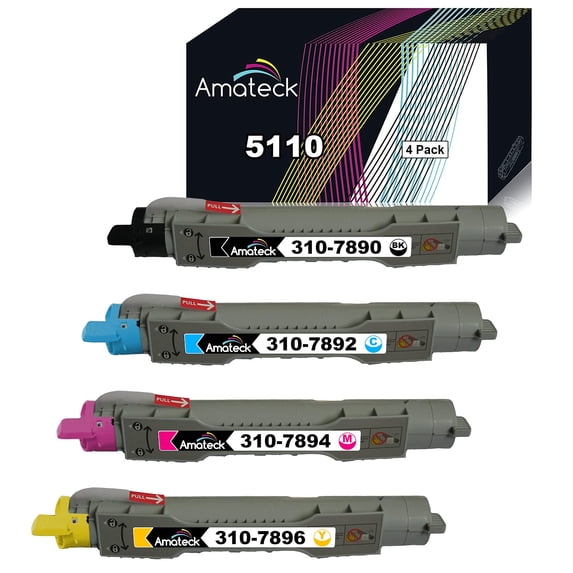 Amateck Compatible Toner Cartridge Replacement for Dell 310 7890 7892 7894 7896 4 Pack for 5110cn
