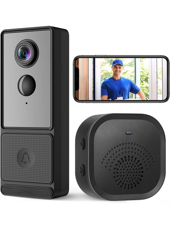 Doorbell Camera Wireless, 2K FHD Smart WiFi Video Doorbell with Human Detection, Night Vision, Voice Changer, 2 Way Audio, IP65 Waterproof, 2.4G WiFi, Battery Powered