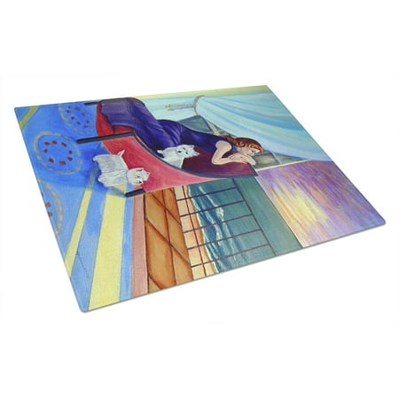 

Carolines Treasures 7167LCB Lady with her Westie Glass Cutting Board Large 12H x 16W multicolor