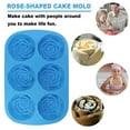 thumbnail image 4 of Large Rose Flower Silicone Tray for Cake Bread Pudding Chocolate Muffin Soap, SENHAI 6-Cavity 3D Ice Cube Handmade Molds- Purple & Blue & Pink, 4 of 6