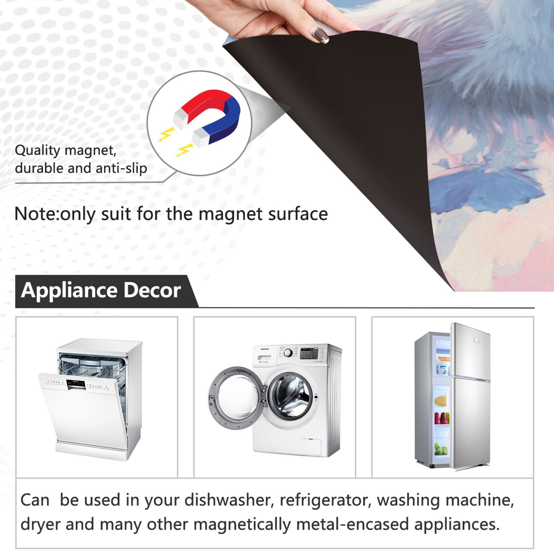 Dishwasher Magnetic Refrigerator Magnet Cover Sticker Home Decorative 23"x26" White Cat Butterflies