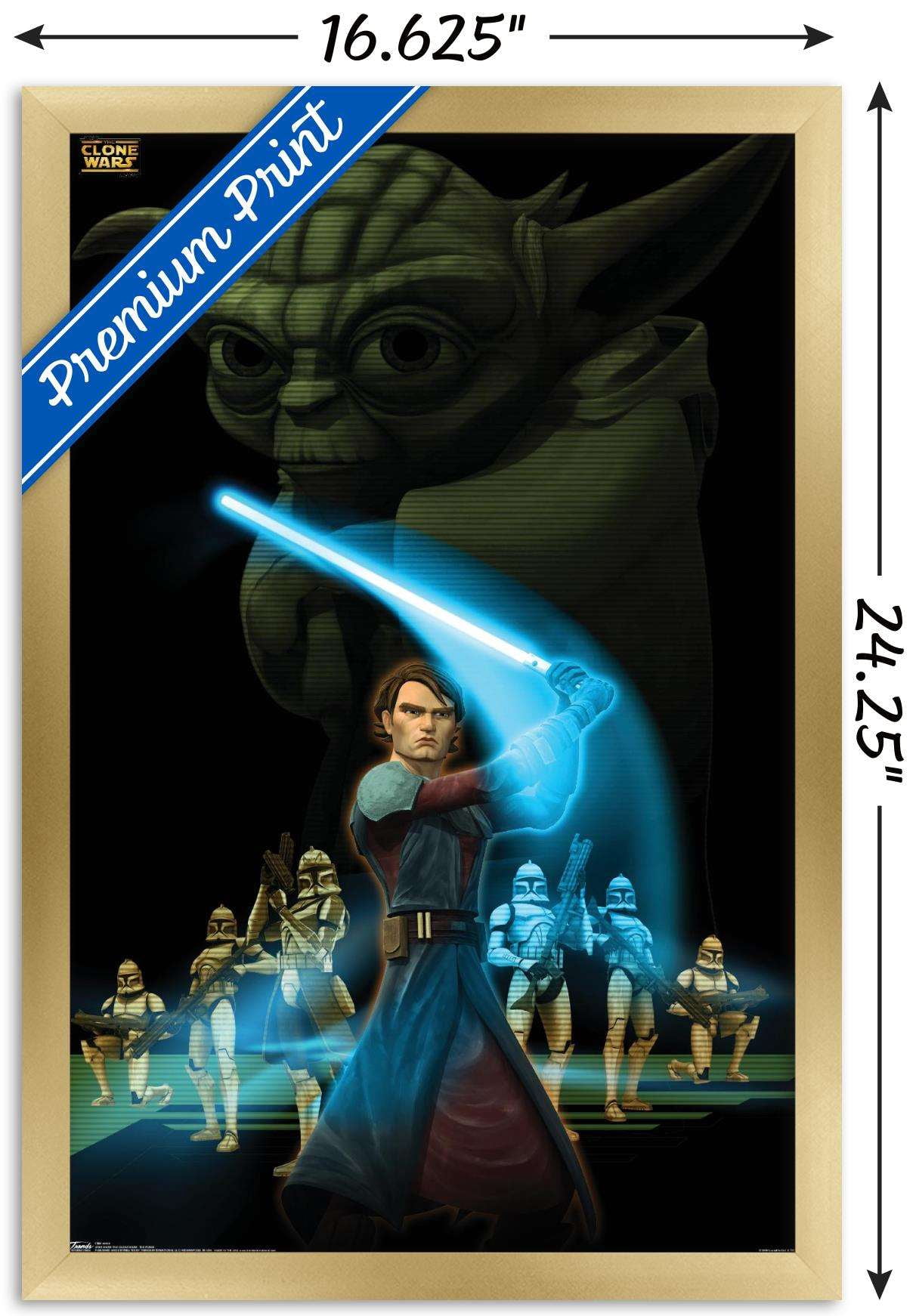 Star Wars: The Clone Wars - The Force Wall Poster, 14.725" x 22.375", Framed