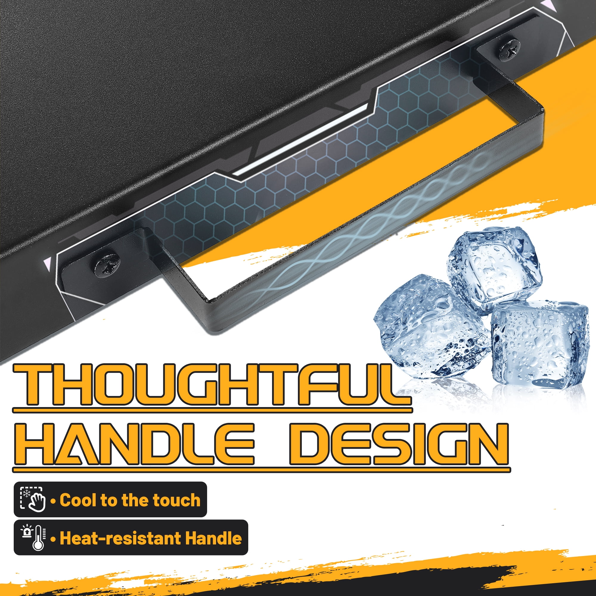 Kojem 28" Hinged Lid Griddle Cover for 28 inch Blackstone Griddle with Rear Grease Collection Black Steel