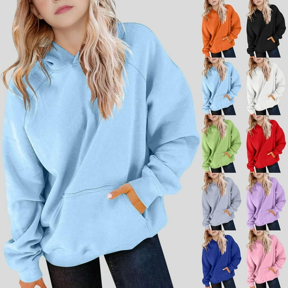 Girls Oversized Hoodies Pullover Sweatshirts Fashion Casual Outfits Fall Winter Cute Long Sleeve Preppy Sweatshirt Tween Girl Clothes (Black, 120)