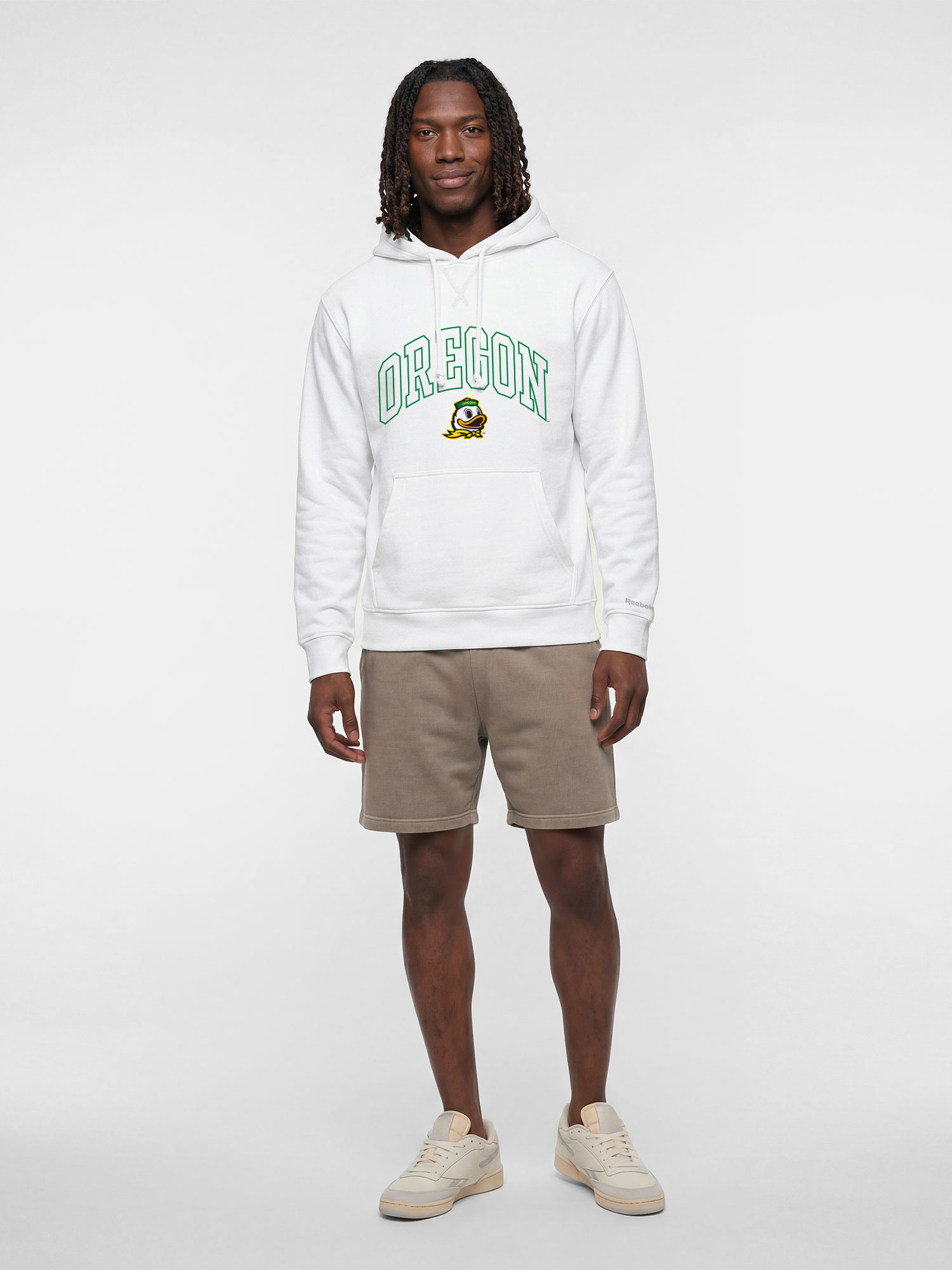 Oregon Ducks Reebok Mens White Hooded Sweatshirt