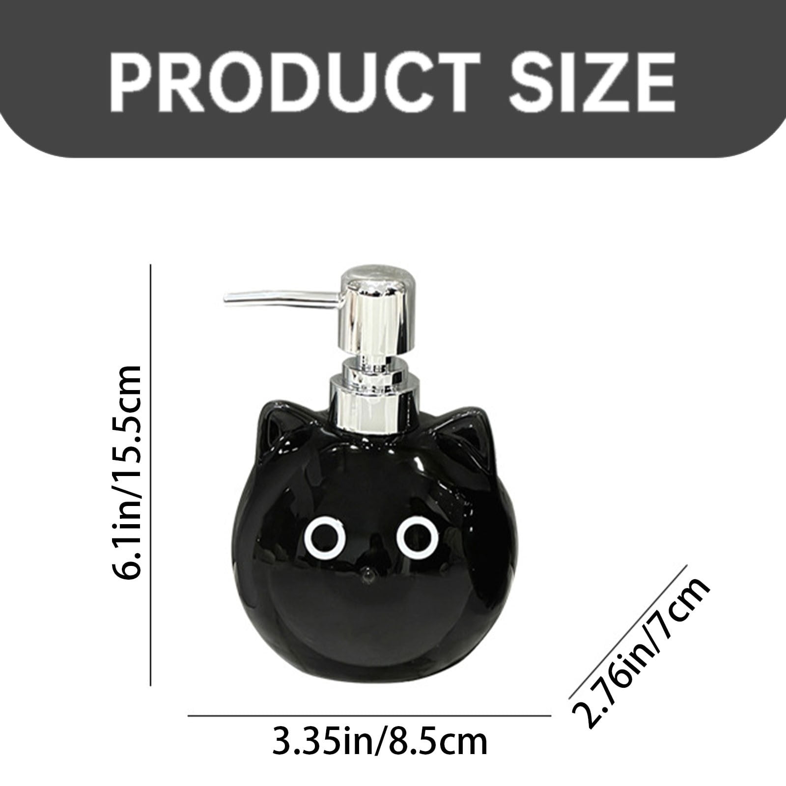 Gnwei Cute Hand Soap Dispenser, Ceramic Cute Cat Soap Dispenser with Pump, Perfect for Dish Soap, Liquid Soap, Hand Soap Dispenser for Bathroom, 16 oz Refillable Lotion Bottle