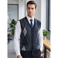 thumbnail image 4 of INSPIRE CHIC Men's Classic Sleeveless V-Neck Button Argyle Knitwear Sweater Cardigan Vest M Navy Gray, 4 of 6
