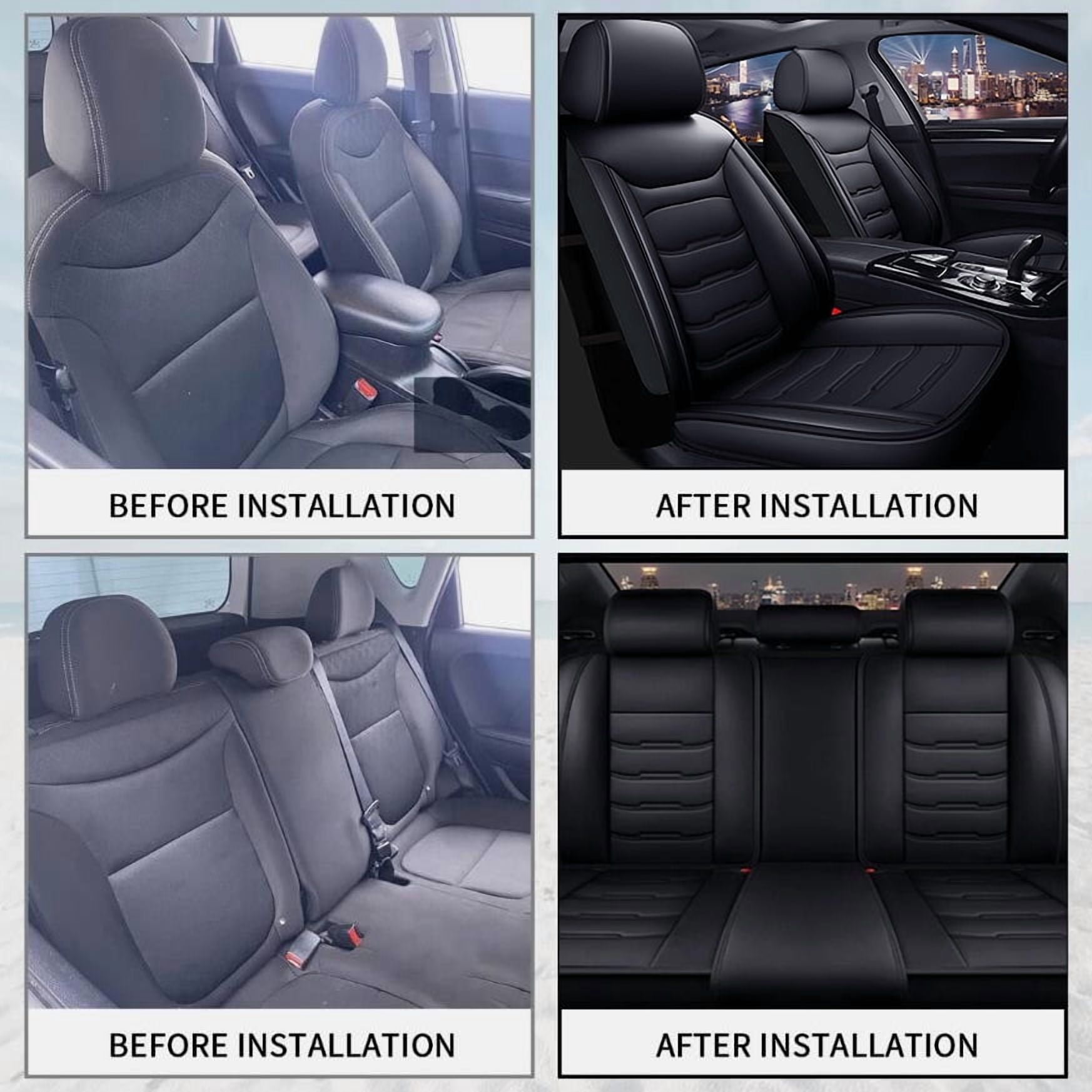 WRWolf Seat Cover Fit for Honda CR-V 2015-2024 2025 Waterproof Car Seat Covers Full Set 5 Seats Faux Leather Car Seat Cushion Protector Compatible Airbag,Black
