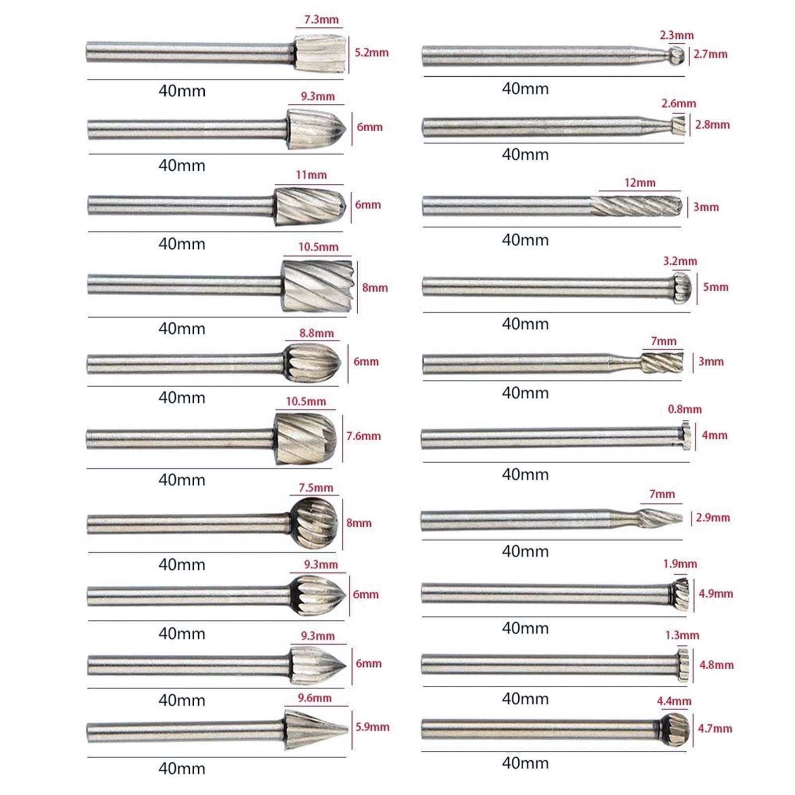 20Pcs Carbide Cutting Burr Set, Carbide Engraving Bits & Wood Router Bits Set Fit for Dremel Drill Bits, Rotary Grinder Grinding for Woodworking Drilling, Metal Carving, Engraving, Polishing