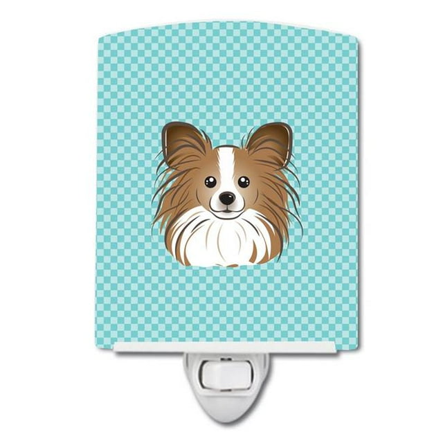 Carolines Treasures BB1186CNL Checkerboard Blue Papillon Ceramic Night Light
